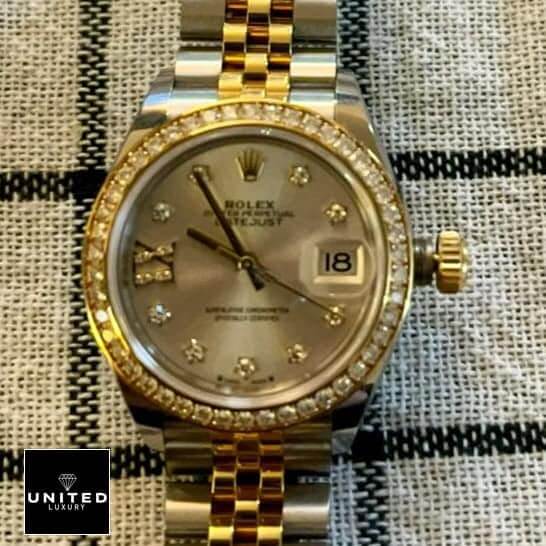 Rolex Datejust 279383RBR-0003 Champagne & Diamond Dial Jubilee Inspired on the table