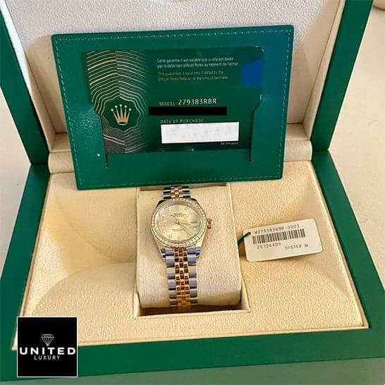 Rolex Datejust 279383RBR-0003 Inspired & Guarantee Card in Green Rolex Box