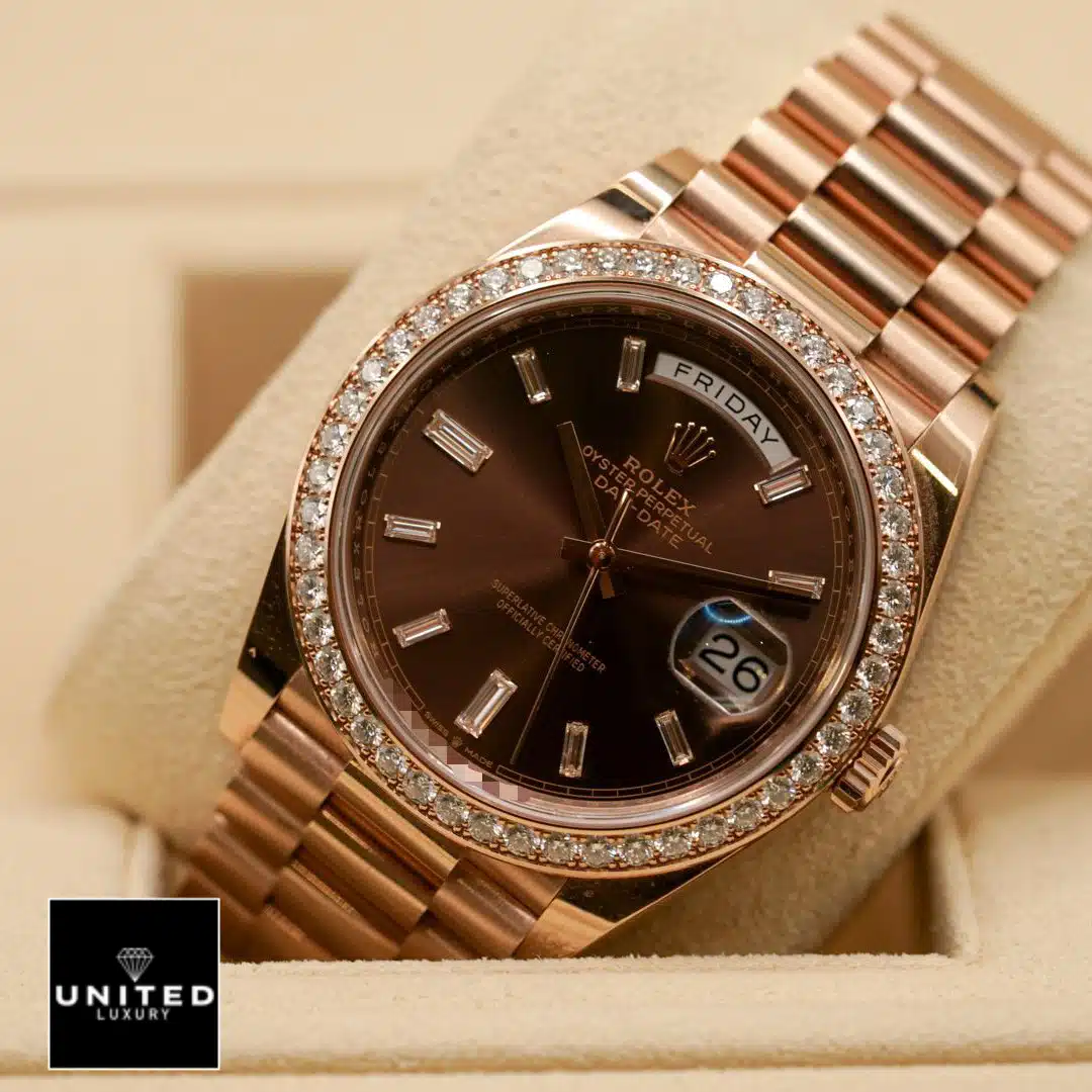 Rolex Day-Date 40 228345RBR Chocolate Dial Diamond Indices Inspired
