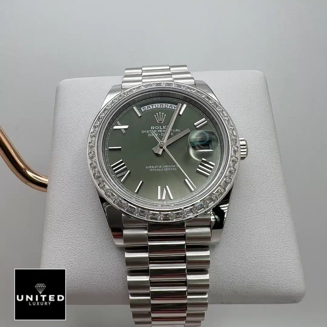 Rolex Day Date Olive Diamond Inspired 3 Rolex Day Date Olive Diamond 228349RBR Olive Green Dial Inspired