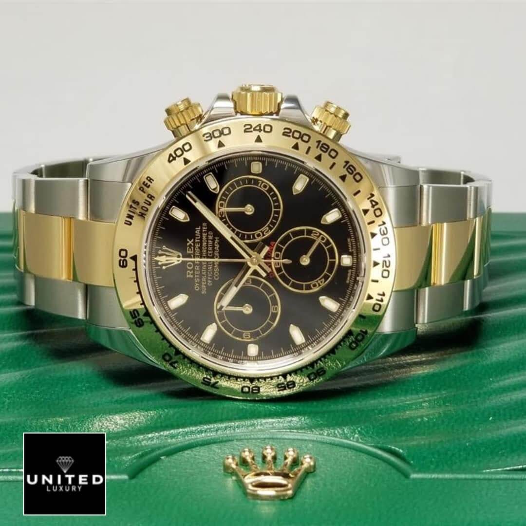 Daytona 116520 Gold Steel Black Inspired 5 Rolex Daytona Gold & Steel Black 116503 Inspired on the Green Rolex Box