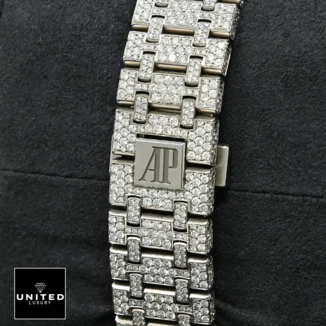 AP Royal Oak 15500ST.OO.1220ST.04 Inspired Bracelet is jewel set and has the AP logo on it