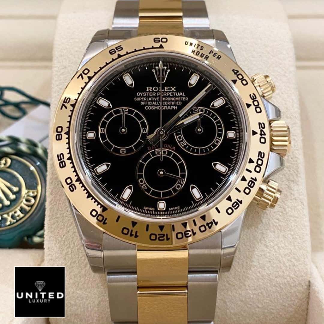 Daytona 116520 Gold Steel Black Inspired 4 Rolex Daytona Gold Bezel Black Dial116503 Inspired
