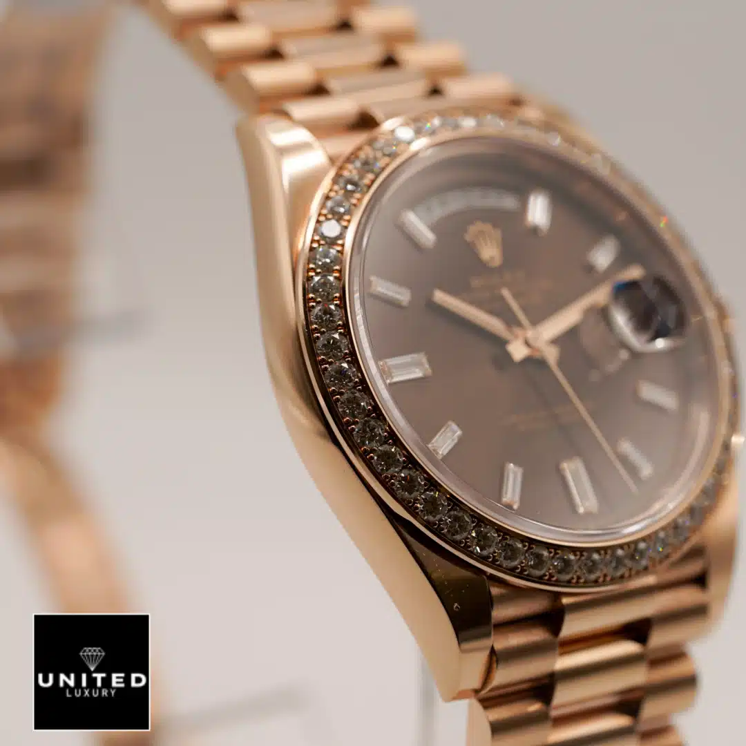 Rolex Day-Date 228345RBR Chocolate Dial Diamond Bezel Inspired 4 Rolex Day-Date 40 Gem-Set Bezel 228345RBR Inspired