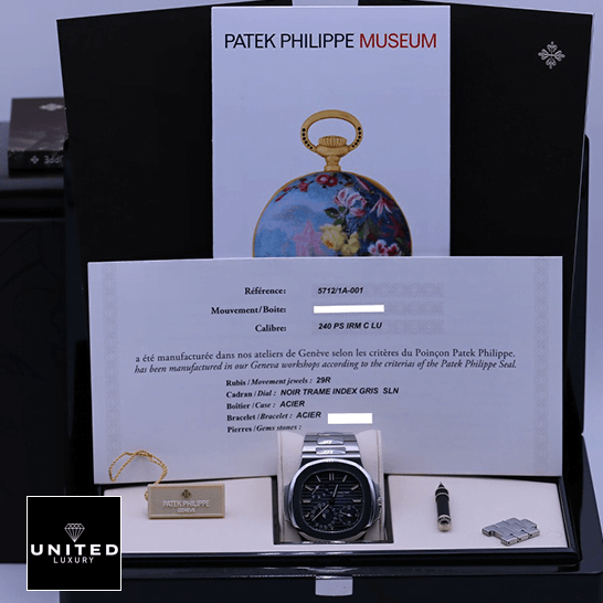Patek Philippe Nautilus Steel Blue Dial Moon Phase 57121A-001 Inspired in the box