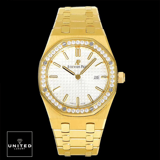 Audemars Piguet Royal Oak Yellow Gold White Dial Inspired black background