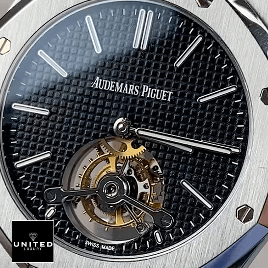 Audemars Piguet Royal Oak Black Dial Tourbillion Inspired close analog view