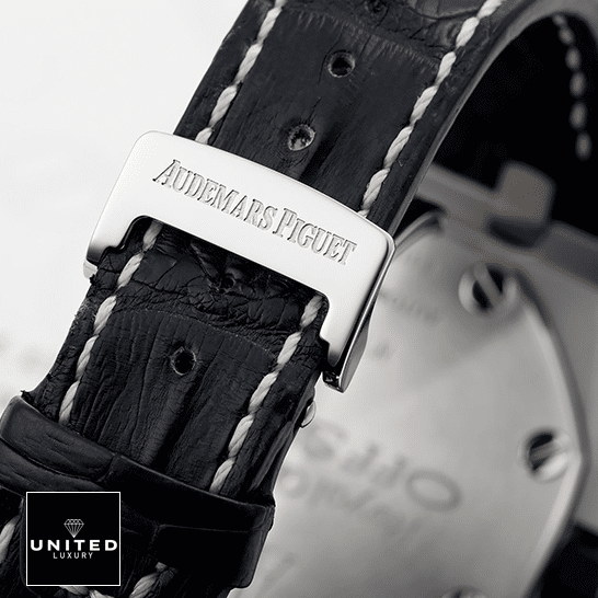 Audemars Piguet Black Leather Bracelet Steel Clasp Inspired upside view