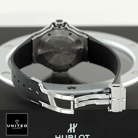 Hublot Big Bang Steel Case Black Rubber Bracelet Inspired opened steel clasp