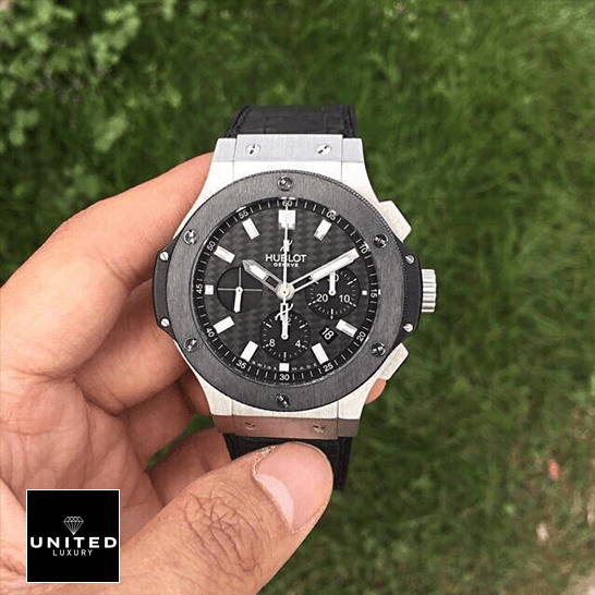 Hublot Big Bang Steel Ceramic Black Dial Inspired grass background