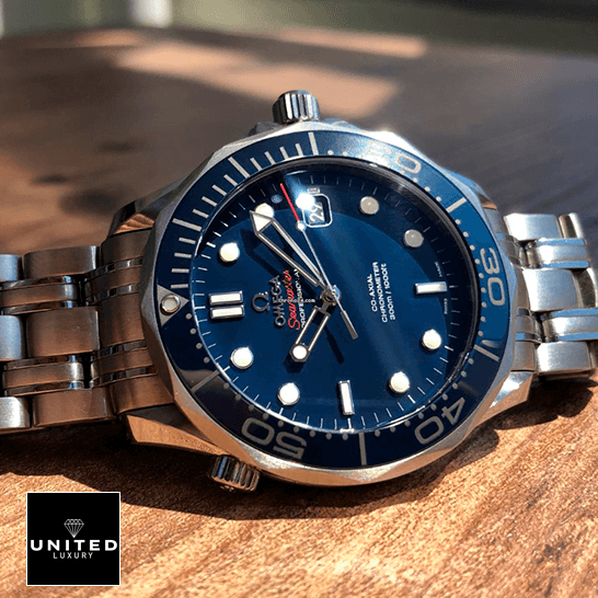 Omega Seamaster 300m Axial Steel Inspired on the wooden table