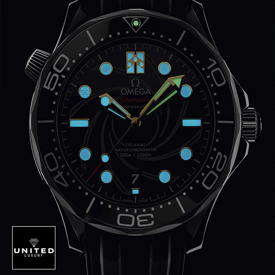 Omega Seamaster Black Crown / Push Button Inspired dial phosphor