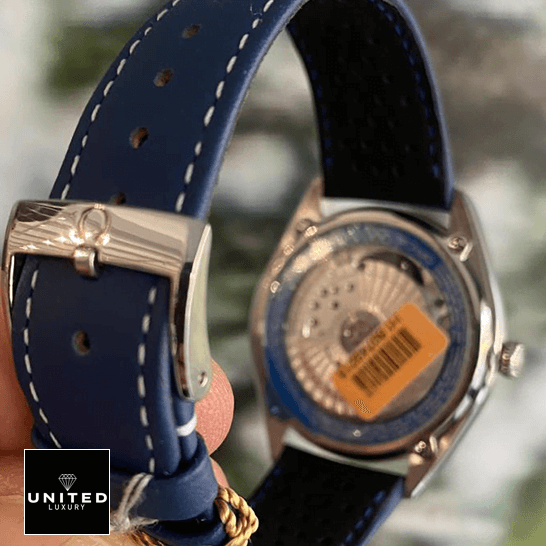 Omega Seamaster Master Co Axial Blue Rubber Bracelet Steel Clasp Inspired upside view