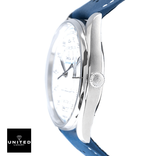 Omega Seamaster Steel Case Blue Rubber Bracelet Inspired crown white background