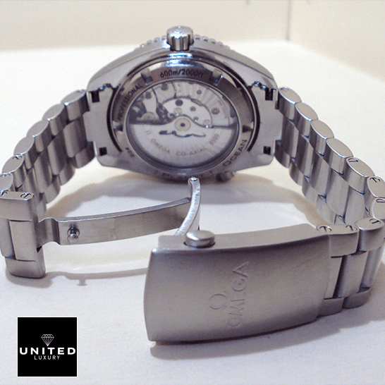 Omega Stainless Steel Oyster Inspired opened clasp upside view white background
