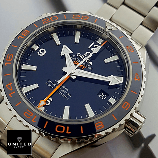 Omega Seamaster GMT Blue Dial Inspired steel crown / push button