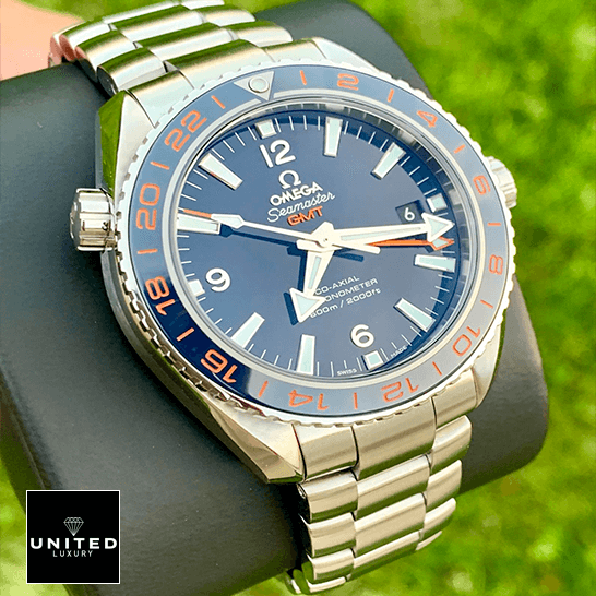 Omega Seamaster Gmt Blue Bezel & Dial Inspired steel grass background