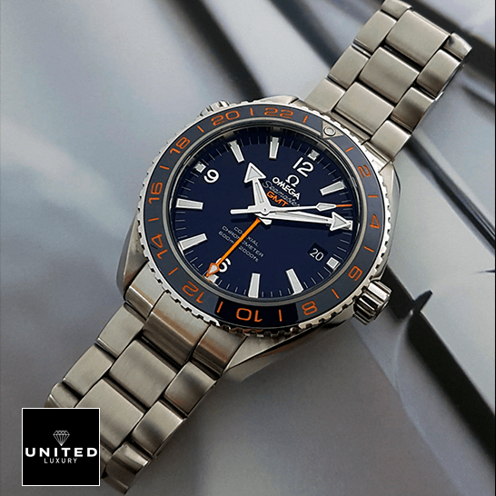 Omega Seamaster Blue Dial Oyster Steel Inspired grey background