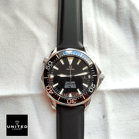 Omega Co-Axial Inspired 6 Omega Seamaster Black Dial Black Rubber Bracelet Inspired front view
