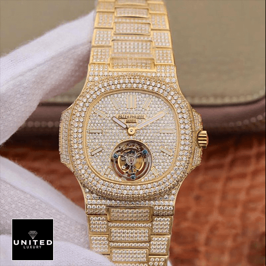 Patek Philippe Nautilus 5711 Fully Yellow Gold Inspired 9 Patek Philippe 5711 Tourbillion Diamond Dial Inspired fornt view