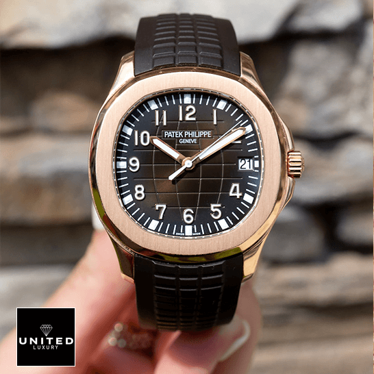 Patek Philippe Aquanaut Rose Gold Brown Dial Gold Case Inspired on the hand