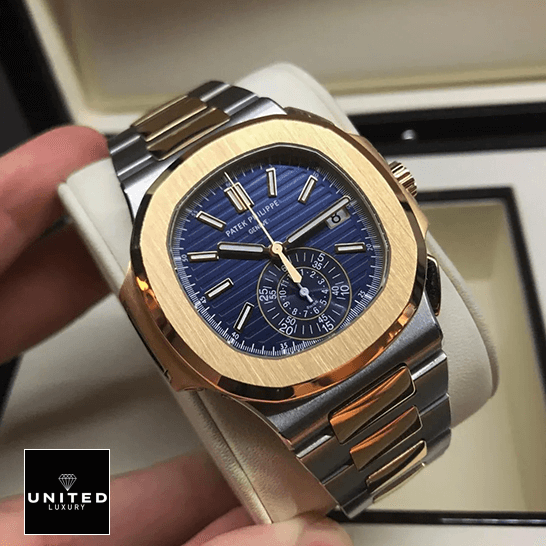 Patek Philippe Nautilus Blue Dial Gold Bezel Inspired in the box