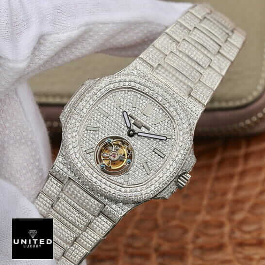 Patek Philippe Diamond Inspired 4 Patek Philippe Tourbillion 6980 White Diamıond Iced Out Inspired front view