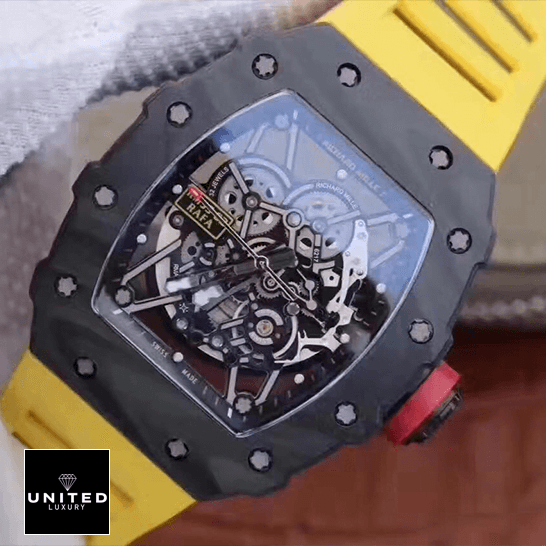 Richard Mille RM35 01 Carbon Skeleton Dial Yellow Rubber Bracelet Inspired