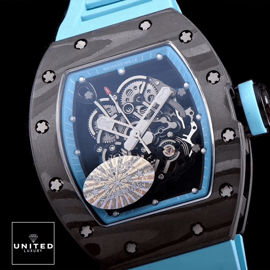 Richard Mille RM055 Carbon Bezel Skeleton Dial Inspired black background