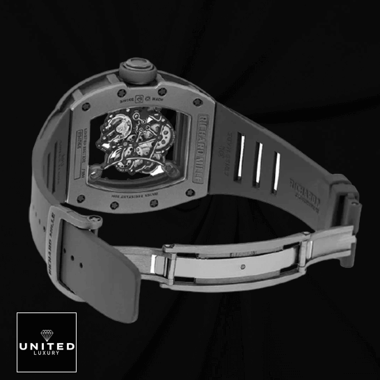 RM055 Black Inspired 6 Richard Mille RM055 Black Rubber Bracelet Inspired opened clasp black background