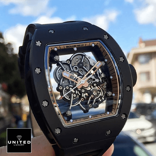RM055 Black Inspired 4 Richard Mille RM055 Skeleton Black Dial Inspired white background