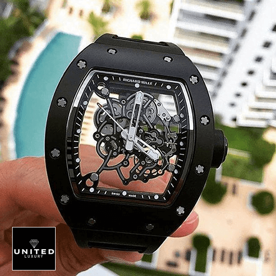 RM055 Black Inspired 3 Richard Mille RM055 Skeleton Black Bezel Inspired front view