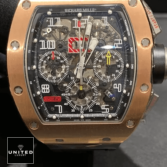 Richard Mille Rose Gold Bezel Black Dial Inspired front view