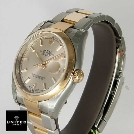 Rolex Datejust Gold 126303 Inspired side view and white background