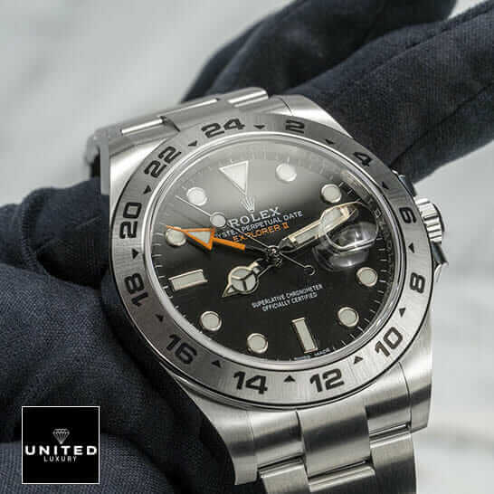 Rolex 216570 Black Inspired 6 on the hand Rolex Explorer II 216570-0001 Black Dial and stick/dot indices Inspired