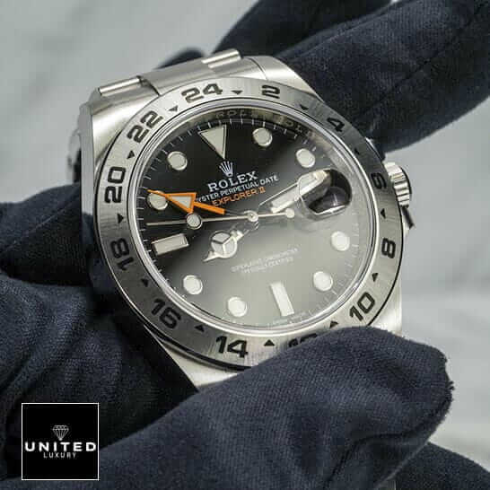 Rolex 216570 Black Inspired 4 Rolex Explorer II 216570-0001 Stainless Steel Bezel Inspired on the hand