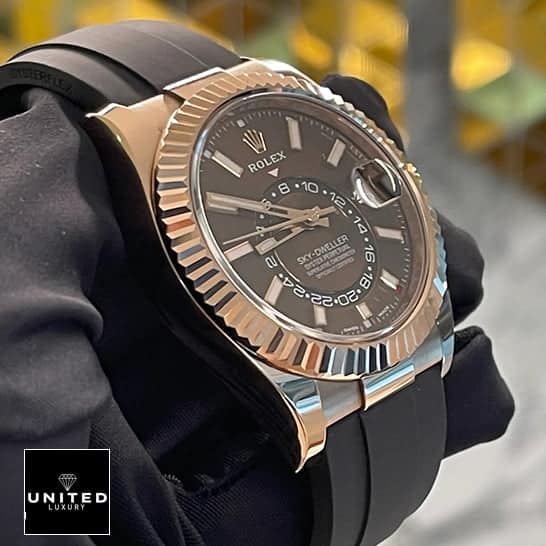 Rolex Sky-Dweller 326235 Chocolate Dial Inspired 6 Rolex Sky-Dweller Chocolate 326235 Fluted Bezel Inspired
