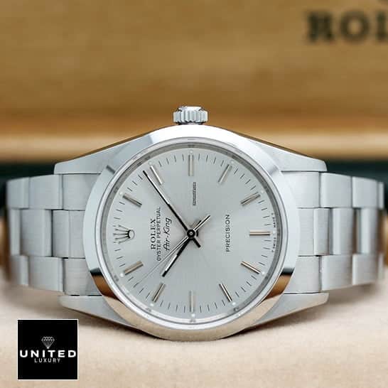 Rolex Air King 5500 Inspired Stainless Steel Case Steel Crown Pusher