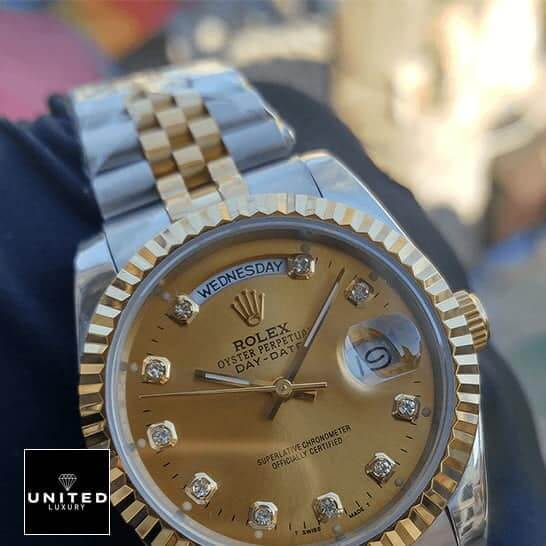 Rolex Day-Date 128238 Yellow Gold With Diamond Dial Inspired 3 Rolex Day-Date 38mm MOP Gold with Diamonds Dial Inspired