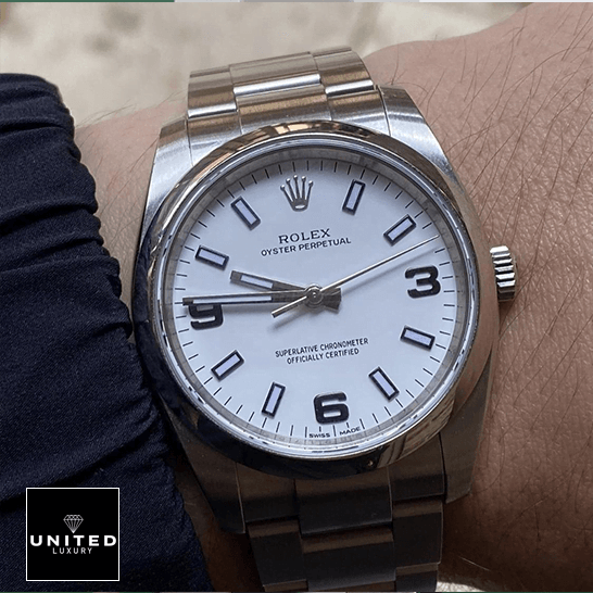Rolex Air King White Dial Inspired on the wrist