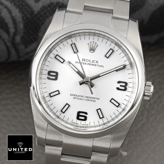 Rolex Air King 114200 Stainless Steel White Dial Inspired grey background