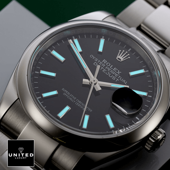 Rolex 115200 Datejust Black Dial Inspired dial phosphor