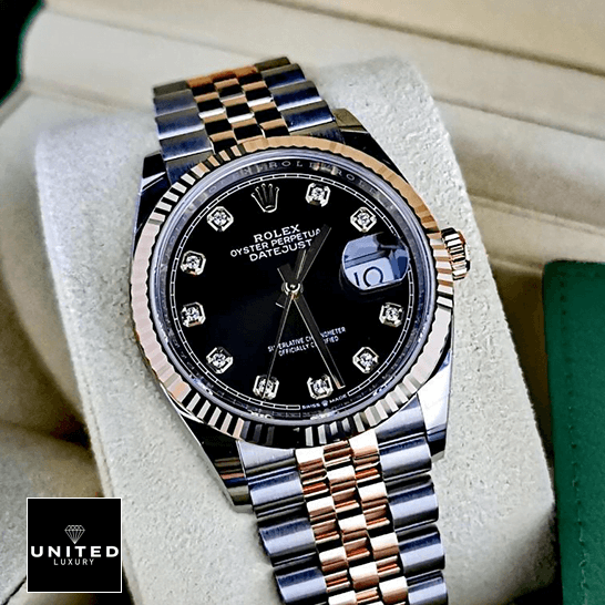 Rolex Datejust 126231 Everose Gold Jubilee Inspired in the rolex box