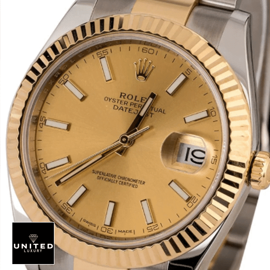 Rolex Datejust 126333 Inspired Champagne Dial stick indices and stick hands