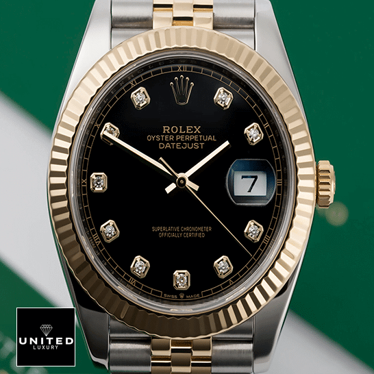 Rolex Datejust 12633BKDJ Yellow Gold Fluted Bezel Black Dial Inspired