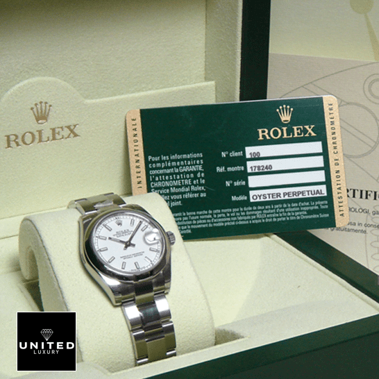Rolex Datejust 178240 Silver White Dial Inspired & Guarantee Card