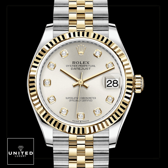 Rolex Datejust 278273-0020 Steel And Yellow Gold Silver With Diamond Dial Jubilee Inspired
