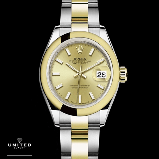 Rolex Datejust 279163 Steel Yellow Gold Dial Inspired black background