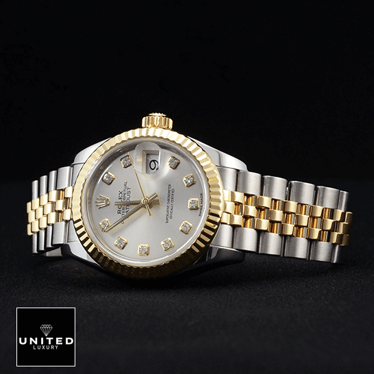 Rolex Datejust Steel Yellow Gold Diamond Inspired black background
