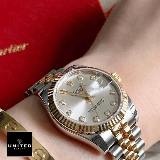 Rolex Datejust Diamond Inspired on a woman's wrist